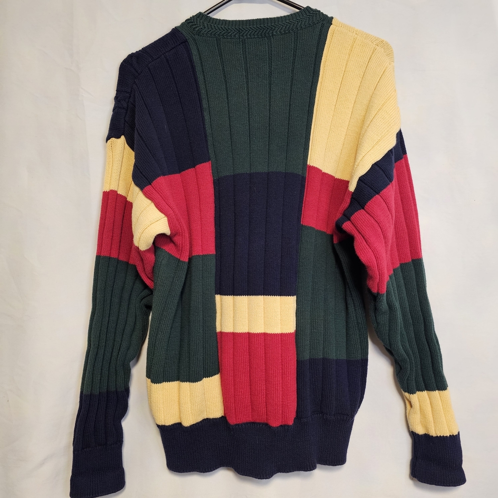 Vintage Nautica Colorblock Cable Knit Sweater Men's Medium - Picture 2 of 4